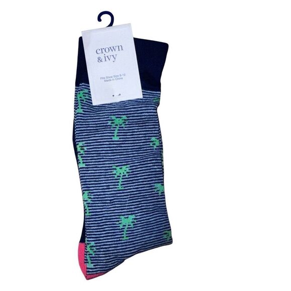 NEW WITH TAGS Crown And Ivy Mens Socks striped Shoe Size 8-12 NWT HAPPY SOCKS pa - Picture 1 of 4